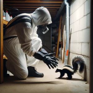 Skunk spraying a man