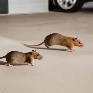 Rodents running on the garage floor