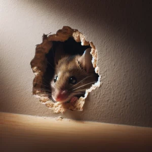 mice hidding in a hole.