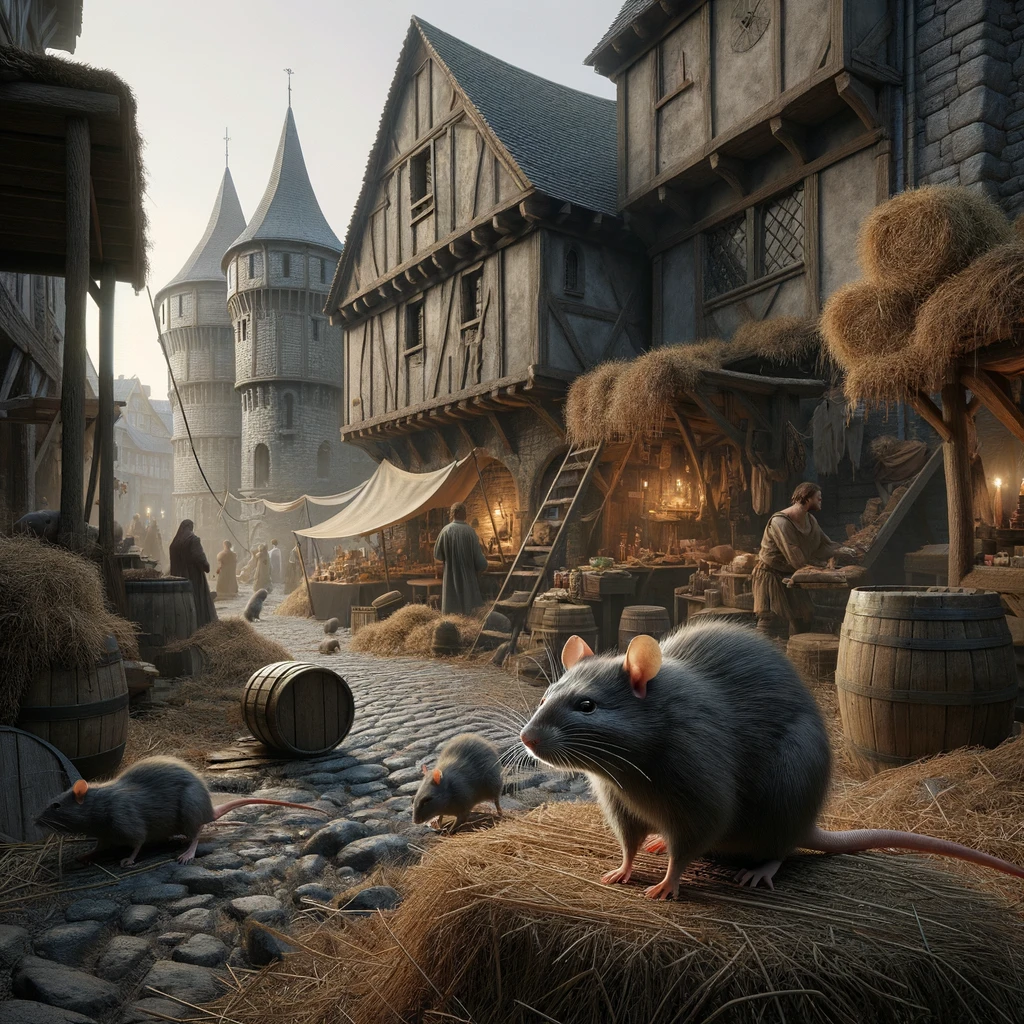 rats in medieval times, set in a historical European village